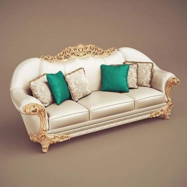 Home wood Wooden Hand Carving Sofa Luxury Sofa 3 Seater Sofa for Living Room, Golden Fabric 3 Seater  Sofa