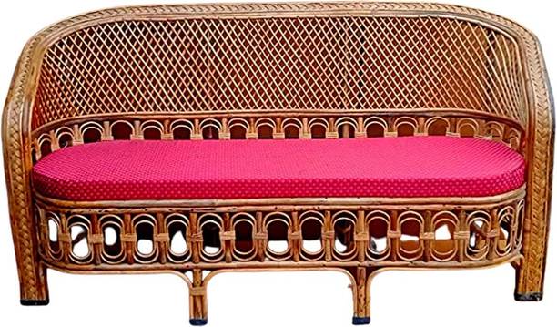 CRAFTCANE Bamboo Cane 3 Seater Sofa for Home, Living Room, Outdoor, Indoor Fabric 3 Seater  Sofa