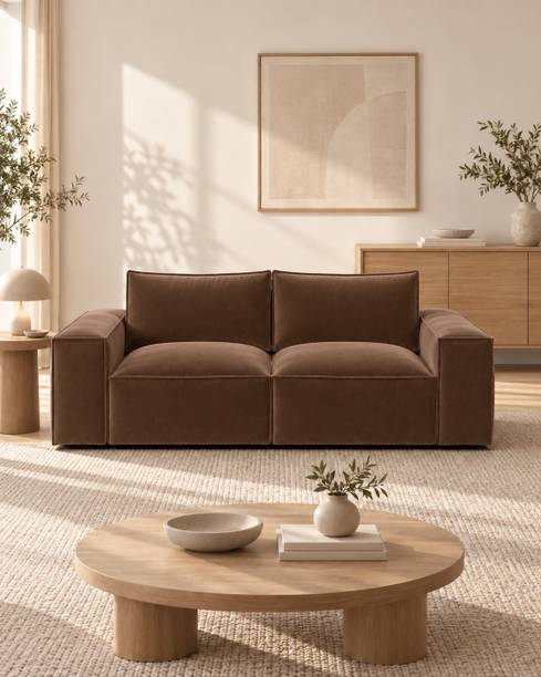 Sleepily Orlena Premium Velvet Fabric 2 Seater  Sofa