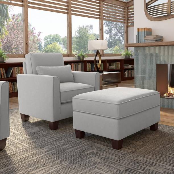 Torque Moscow 1 seater Fabric Sofa with Storage Ottoman For Living Room - Grey Fabric 1 Seater  Sofa