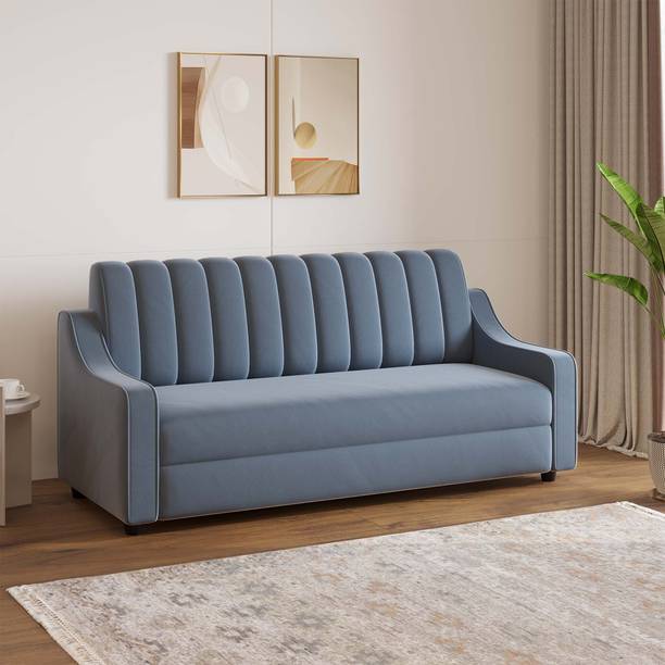 SunGrain Sleek Tufted Velvet 3-Seater Sofa | Premium Comfort | Fabric 3 Seater  Sofa