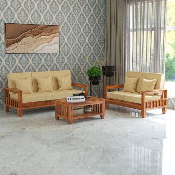 RJ Handicraft Pure Sheesham 5 Seater Sofa Set With Solid Wood Office And Home Furniture Fabric 5 Seater  Sofa