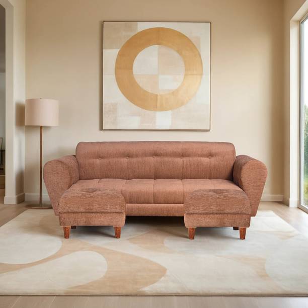 Seventh Heaven Milan 5 Seater Sofa with 2 Ottoman, Chenille Molfino Fabric: 2 year Warranty Fabric 3 + 1 + 1 Sofa Set
