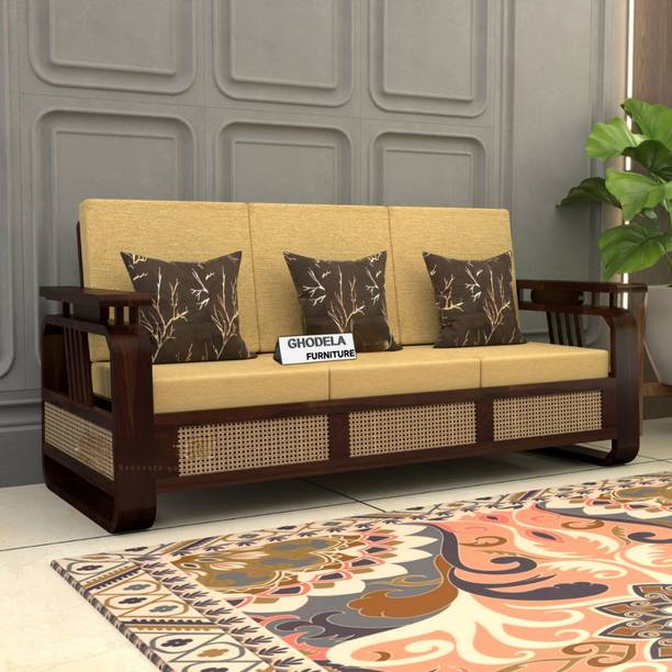 GAF Sheesham Wood Sofa Set for Living Room Home Office Solid Wood Sofa Sets Fabric 3 Seater  Sofa
