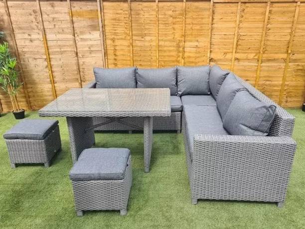Mymigos Outdoor Conversation Set Patio Furniture Set All Weather Wicker Fabric 6 Seater  Sofa