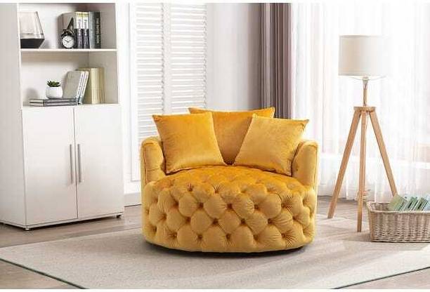 Unique Creation Handicrafts Wooden Modern Round Accent Sofa Barrel Chair wings chair Fabric 1 Seater  Sofa