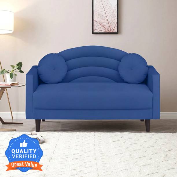 ARRA Rainbow Two Seater Sofa Round Quilted Back with Soft Velvet Fabric Fabric 2 Seater  Sofa