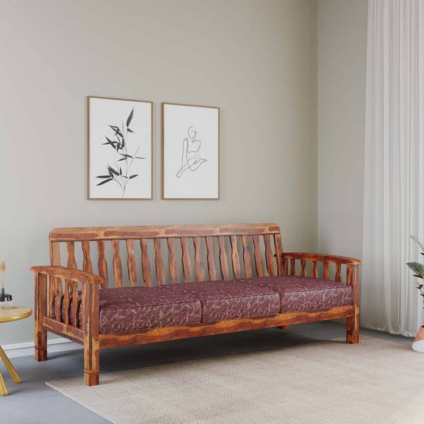 Cherry Wood Fabric 3 Seater  Sofa
