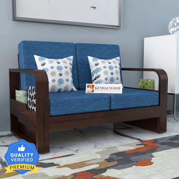 Kendalwood Furniture Solid Wood 2 Seater Wooden Sofa set for living Room Furniture Fabric 2 Seater  Sofa