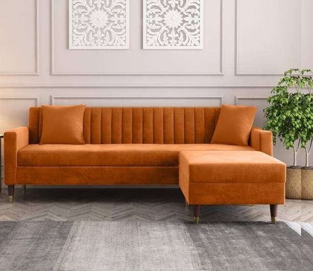 Elyscraft Modern Fabric L-Shape 4 Seater Sofa for Living Room\Bedrrom Comfort Fabric 4 Seater  Sofa