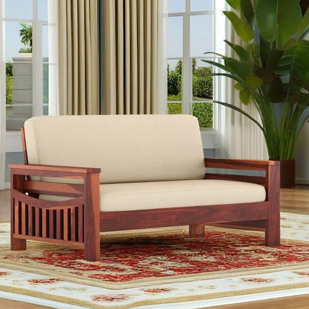Shagun Arts Solid Sheesham Wood Three Seater Sofa For Living Room/ Office/ Guest Room || Fabric 3 Seater  Sofa