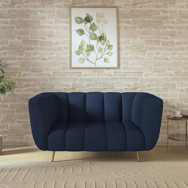 Wakeup India Mushy Premium Fabric Sofa Pocket Spring Cushion Metal Leg with Golden Polish Leg Fabric 2 Seater  Sofa
