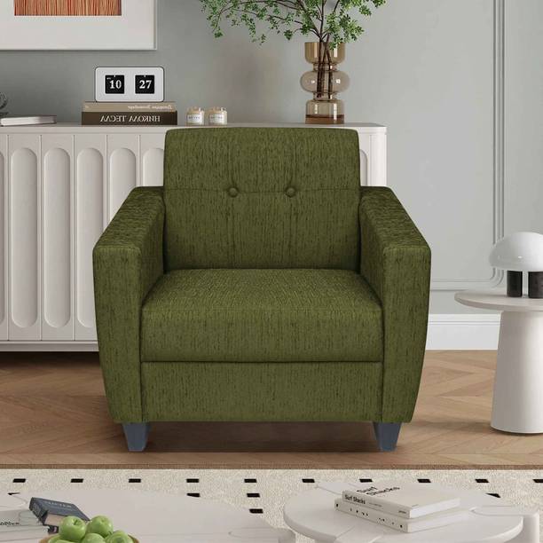 ARRA New Remo One Seater Sofa in Grass Green Color Fabric 1 Seater  Sofa