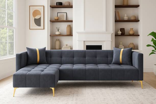 FURNY Styliving 6 Seater Fabric LHS L Shape Sofa Set for Living Room Fabric 6 Seater  Sofa