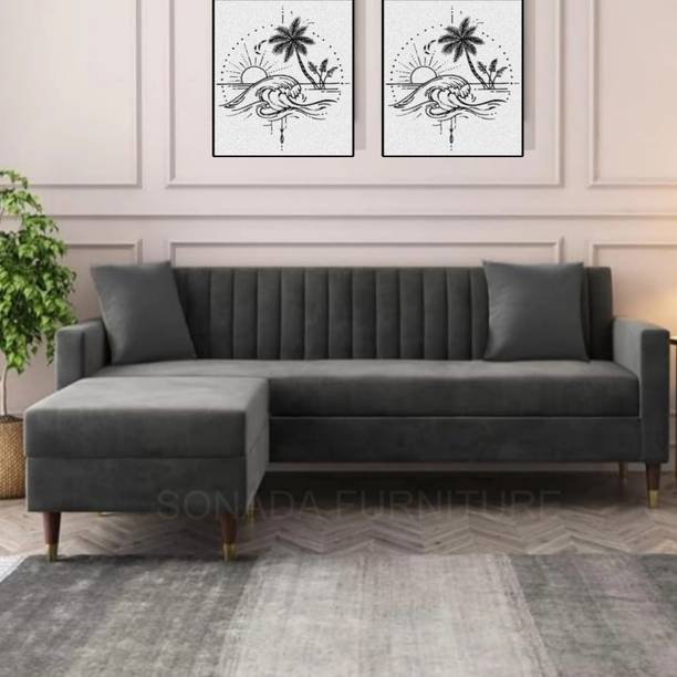TOPART l shape Sofa set for living room bedroom hotel office with Ottoman Fabric 4 Seater  Sofa