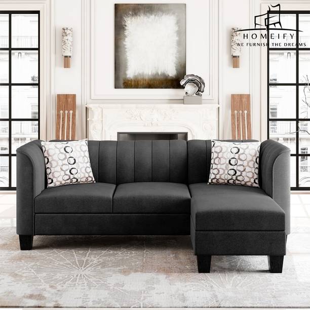 Homeify Zion Convertible Sectional Sofa Couch 3 Seater L Shaped Sofa For Living Room Fabric 3 Seater  Sofa