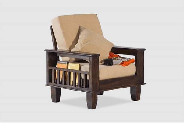 chicwoodz Rosewood (Sheesham) Living Room & Office Fabric 1 Seater  Sofa