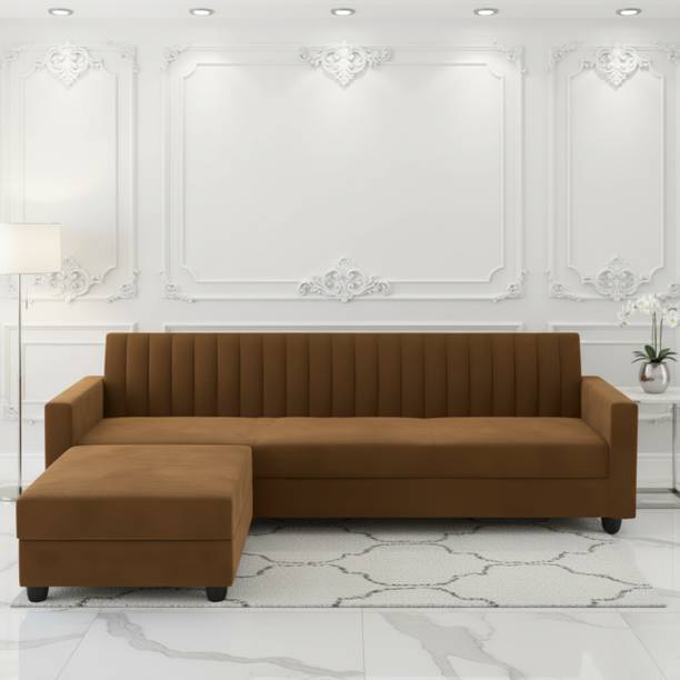 WAKESURE Premium Quality Velvet Fabric 4 Seater  Sofa