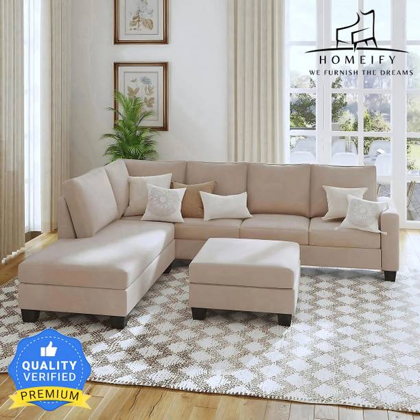 Homeify Atlantic Fabric 5- to 6-Person Sofa L Shape Sofa Set for Living Room Fabric 6 Seater  Sofa