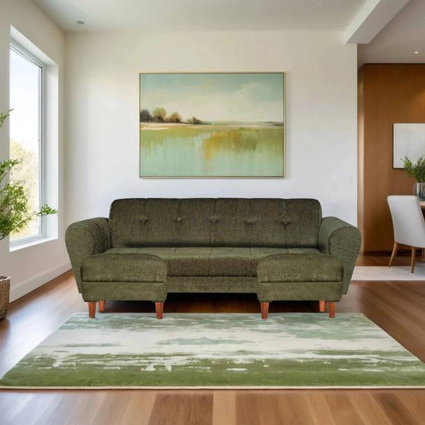 Seventh Heaven Milan 5 Seater Sofa with 2 Ottoman, Chenille Molfino Fabric: 1 year Warranty Fabric 5 Seater  Sofa