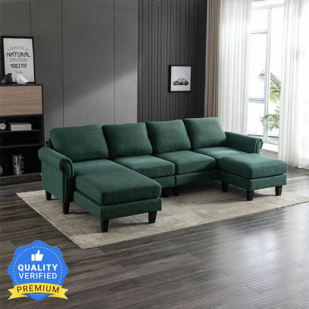 Homeify Reba 6 Seater Fabric Sectional Sofa with Ottoman for Living Room Fabric 6 Seater  Sofa