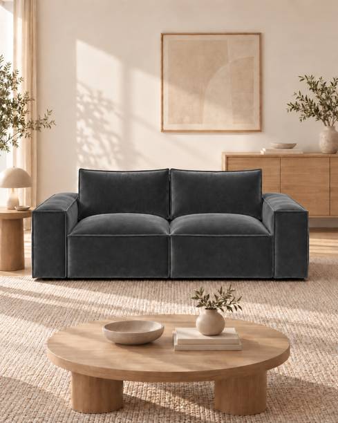 Sleepily Orlena Premium Velvet Fabric 2 Seater  Sofa