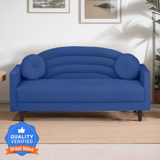 ARRA Rainbow Three Seater Sofa Round Quilted Back with Soft Velvet Fabric Fabric 3 Seater  Sofa