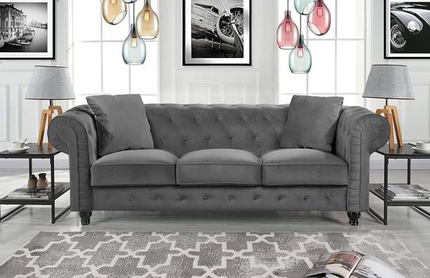 Dr Smith Chesterfield Fabric 3 Seater  Sofa