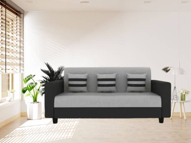LIVEWELL Premium Quality Jute Fabric 3 Seater  Sofa