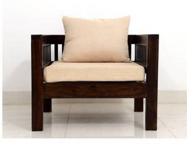 Allie Wood Sheesham Solid Wood Fabric 1 Seater  Sofa