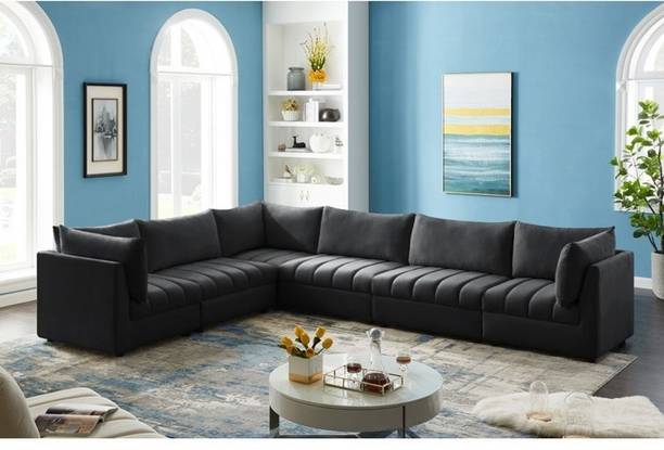 Homeify Favia 6 Seater Fabric Sectional Sofa Set for Living Room Fabric 6 Seater  Sofa
