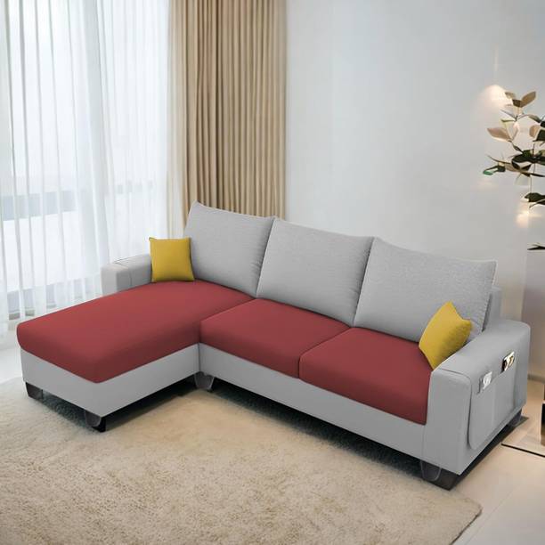 TrueValue Icoinc LHS L Shape Sofa Premium Quality Velvet Fabric 4 Seater  Sofa