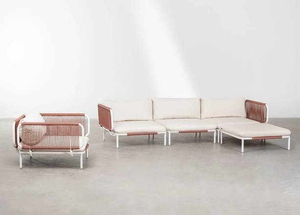 Mymigos Modular Garden Corner Sofa Roubly Iron Rope Outdoor Furniture Royal Sofas Fabric 5 Seater  Sofa