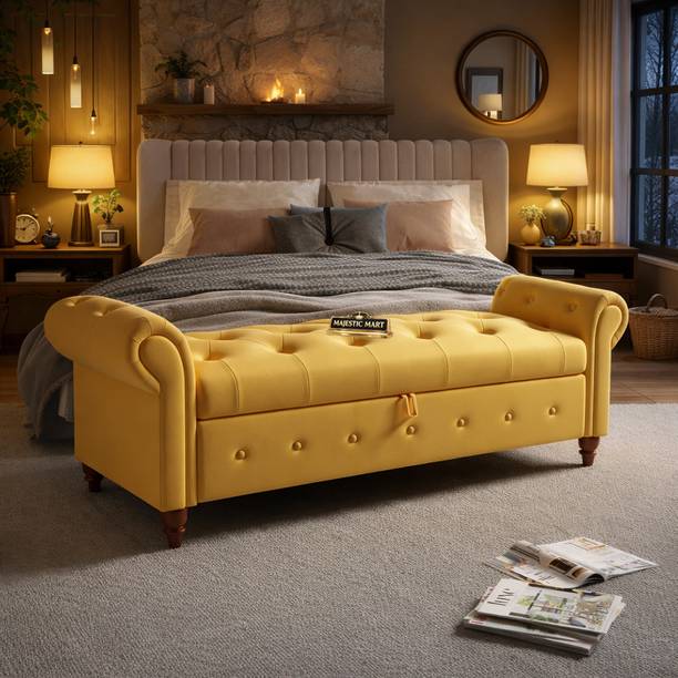 MAJESTIC MART Premium Sofa Bench with Storage Button-Tufted Settee for Livingroom/Home/Office Fabric 3 Seater  Sofa