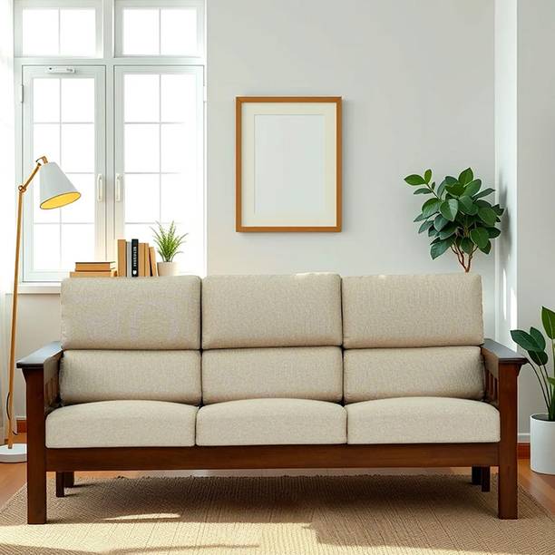 RoyalOak Royaloak Melaka Wooden Fabric 3 Seater  Sofa
