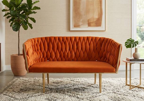 themerchantstore Designer metal frame sofa for home,lobby,restaurant,event,villa Fabric 2 Seater  Sofa