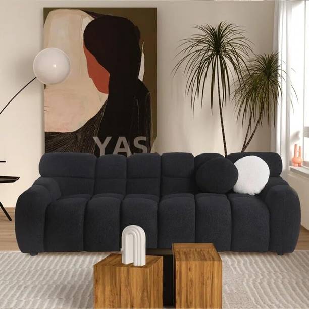 India wood mart 86.61'' Upholstered 3 Seater Sofa Three Seater Sofa Fabric 3 Seater  Sofa