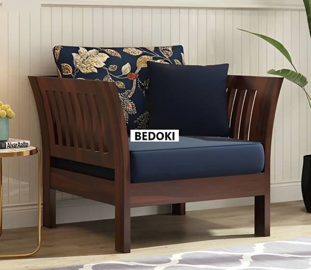 BEDOKI Sheesham Wood One Seater Luxury Sofa For Living Room, Hotel, Café. Fabric 1 Seater  Sofa