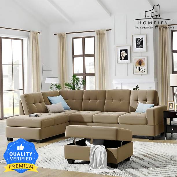 Homeify Ciesta Fabric 5- to 6-Seater Sofa L Shape Sofa Set with Storage Ottoman Fabric 6 Seater  Sofa