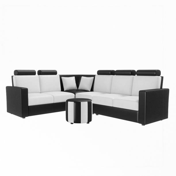 Sekar Lifestyle L Shape Corner [Normal Handles] With Round Moda Leatherette 5 Seater  Sofa