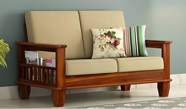 Shree Jeen Mata Enterprises Solid Wood Sheesham Wood 2 Seater Sofa For Living, Waiting Room/ Office Fabric 2 Seater  Sofa