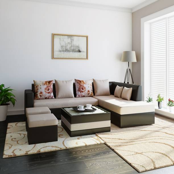 Bharat Lifestyle Marbella Leatherette & Fabric 8 Seater  Sofa