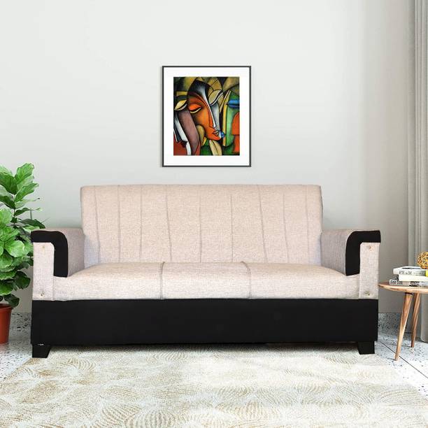WAKESURE Premium Quality Jute Fabric 3 Seater  Sofa