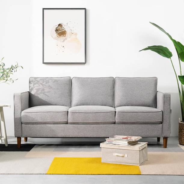 KDDecor Solid Wood Framed Upholstered Three Seater Fabric Sofa For Living Room/ Office | Fabric 3 Seater  Sofa