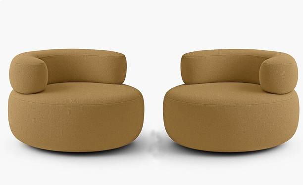 RGWOOD RG WOOD YELLOW ROUND CHAIR SET Fabric 1 Seater  Sofa