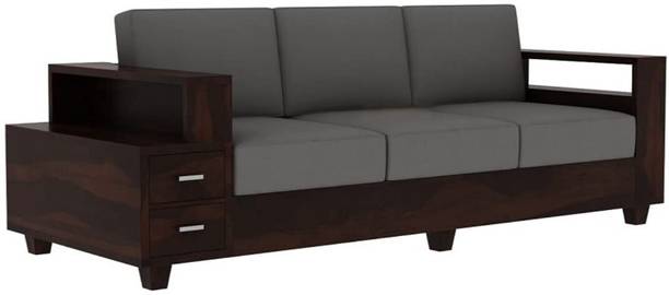 HUDDA Hudda Handicraft Solid Wood 1 Sofa for Living Room Fabric 3 Seater Sofa