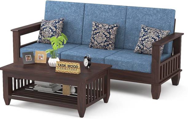Taskwood Furniture Solid Sheesham Wood 3 Seater Sofa For Living, Waiting Room/ Office Fabric 3 Seater  Sofa
