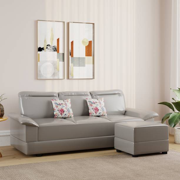 Flipkart Perfect Homes CARVA L Shape Half-leather 4 Seater  Sofa