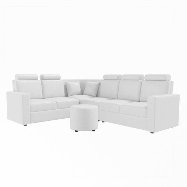 Sekar Lifestyle L Shape Corner [Normal Handles] With Round Moda Leatherette 5 Seater  Sofa