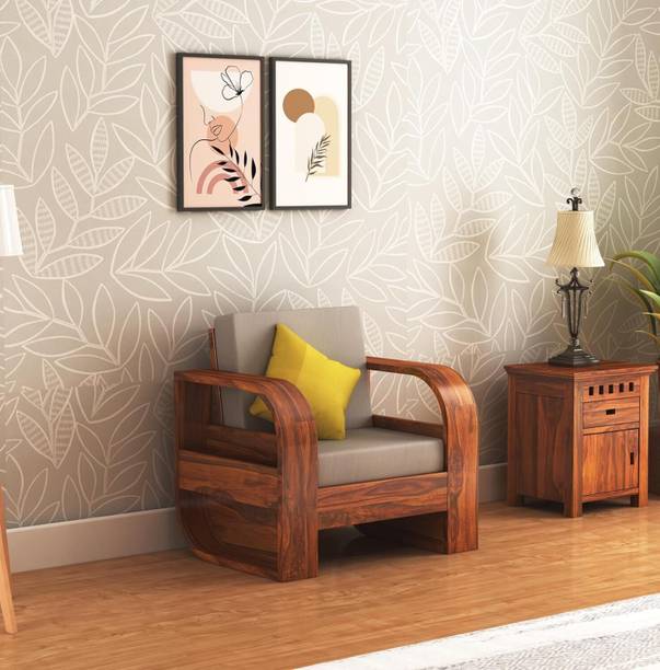 Ganpati Arts Wooden Single Seater Crew Sofa/Couch for Living Room/Home/Office Fabric 1 Seater  Sofa